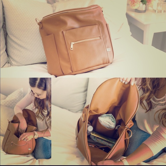 Fawn Design Handbags - Fawn Design Baby Bag Backpack Camel
